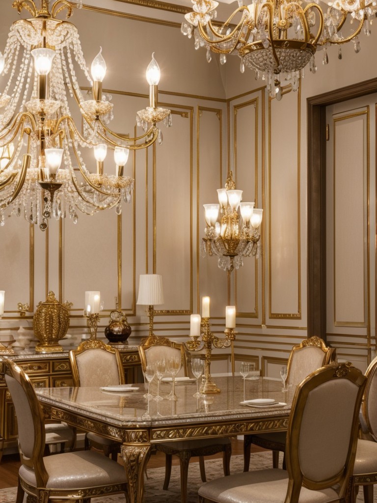 glamorous-dining-room-ideas-luxurious-furniture-metallic-accents-sparkling-chandeliers-opulent-elegant-look