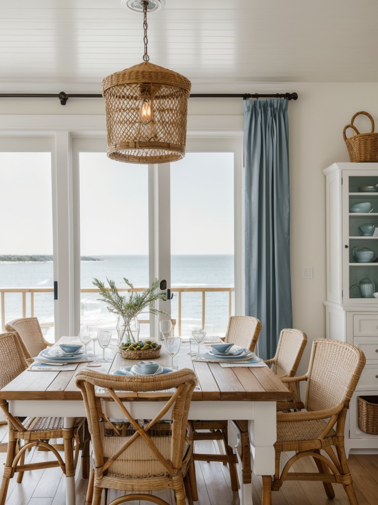 coastal-dining-room-ideas-light-airy-color-scheme-nautical-decor-accents-natural-textures-like-wicker-rattan