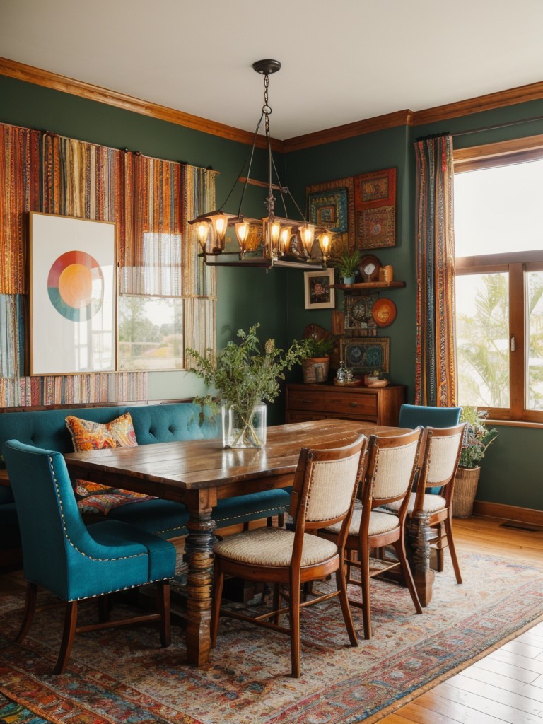 bohemian-dining-room-ideas-vibrant-colors-eclectic-decor-eclectic-mix-patterns-textures-free-spirited-artistic-vibe
