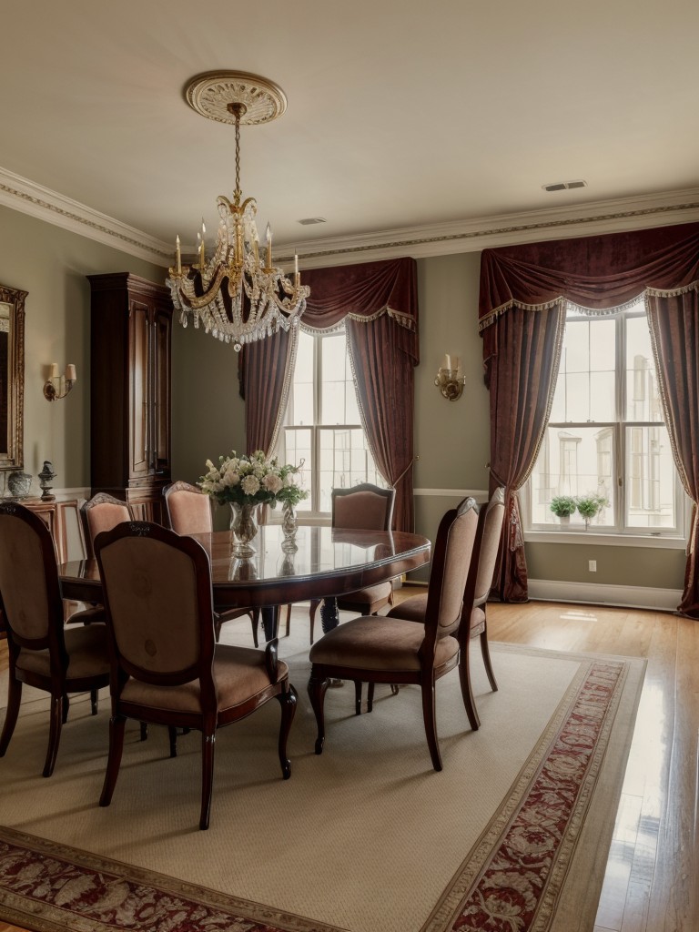 traditional-dining-room-ideas-elegant-furniture-classic-color-schemes-formal-touches-like-chandeliers-velvet-curtains