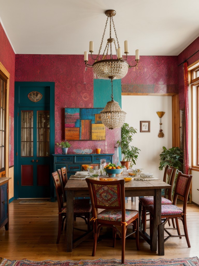 bohemian-dining-room-ideas-eclectic-furniture-vibrant-colors-mix-match-patterns-free-spirited-artistic-ambiance