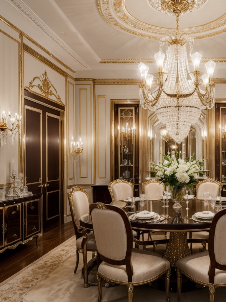 glamorous-dining-room-ideas-luxurious-furnishings-metallic-accents-crystal-chandeliers-opulent-elegant-atmosphere