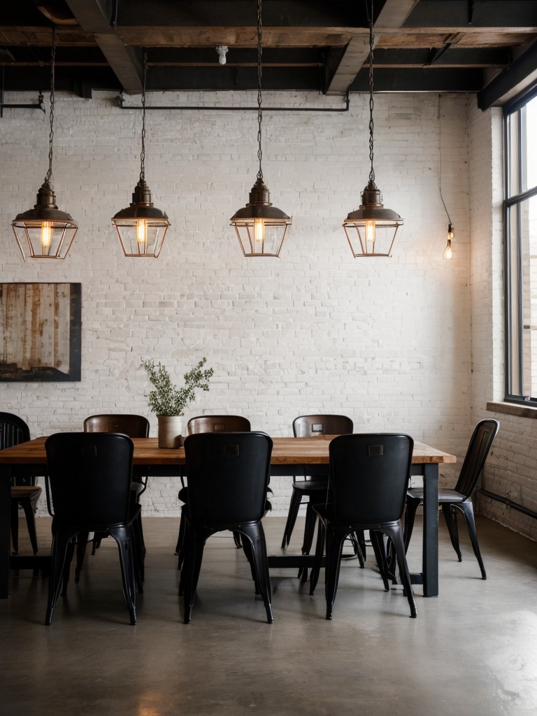 industrial-dining-room-ideas-exposed-brick-walls-metal-accents-vintage-lighting-fixtures-chic-edgy-atmosphere