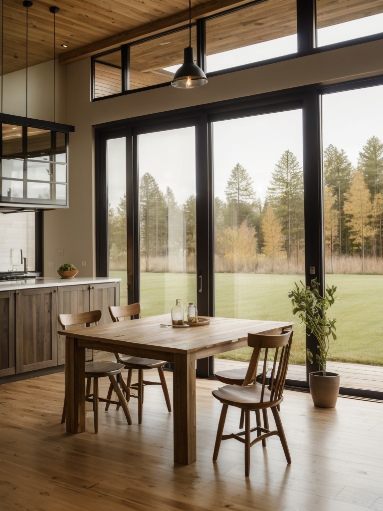 open-concept-dining-room-ideas-seamless-transition-to-kitchen-large-windows-natural-materials