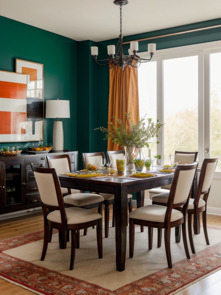 eclectic-dining-room-ideas-mix-different-styles-bold-colors-collection-unique-decor-pieces