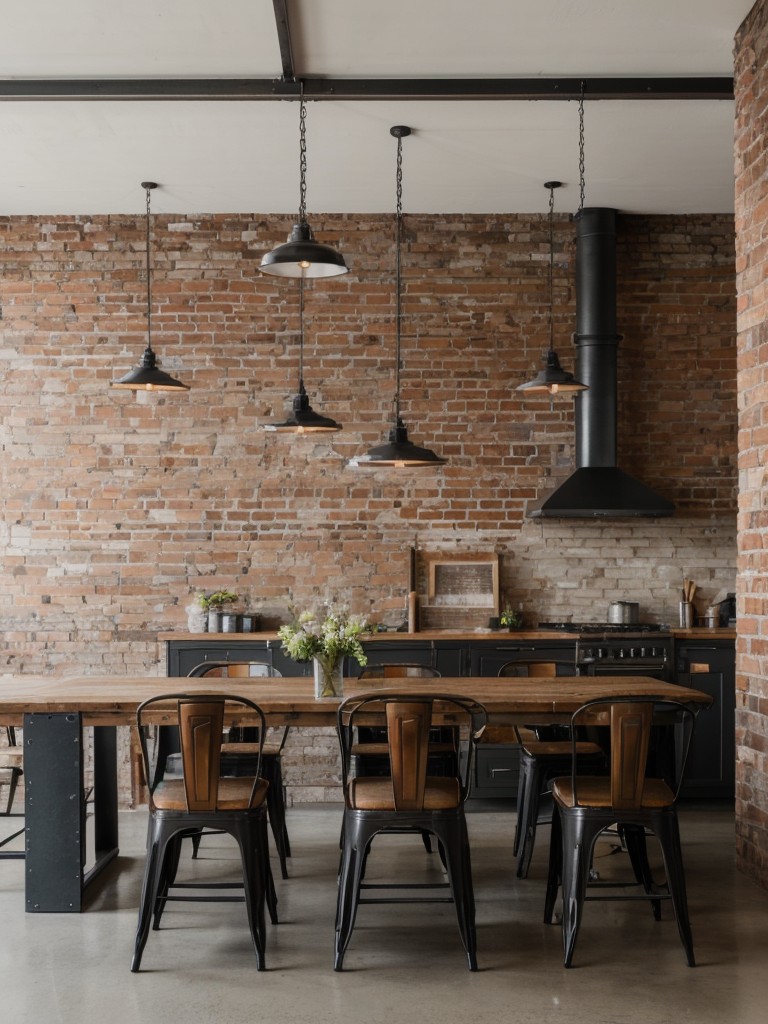 industrial-dining-room-ideas-exposed-brick-walls-metal-accents-mix-materials