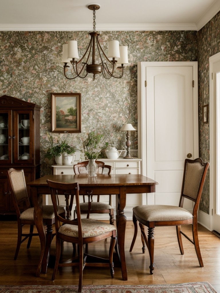 vintage-dining-room-ideas-antique-furniture-retro-wallpaper-vintage-inspired-accents