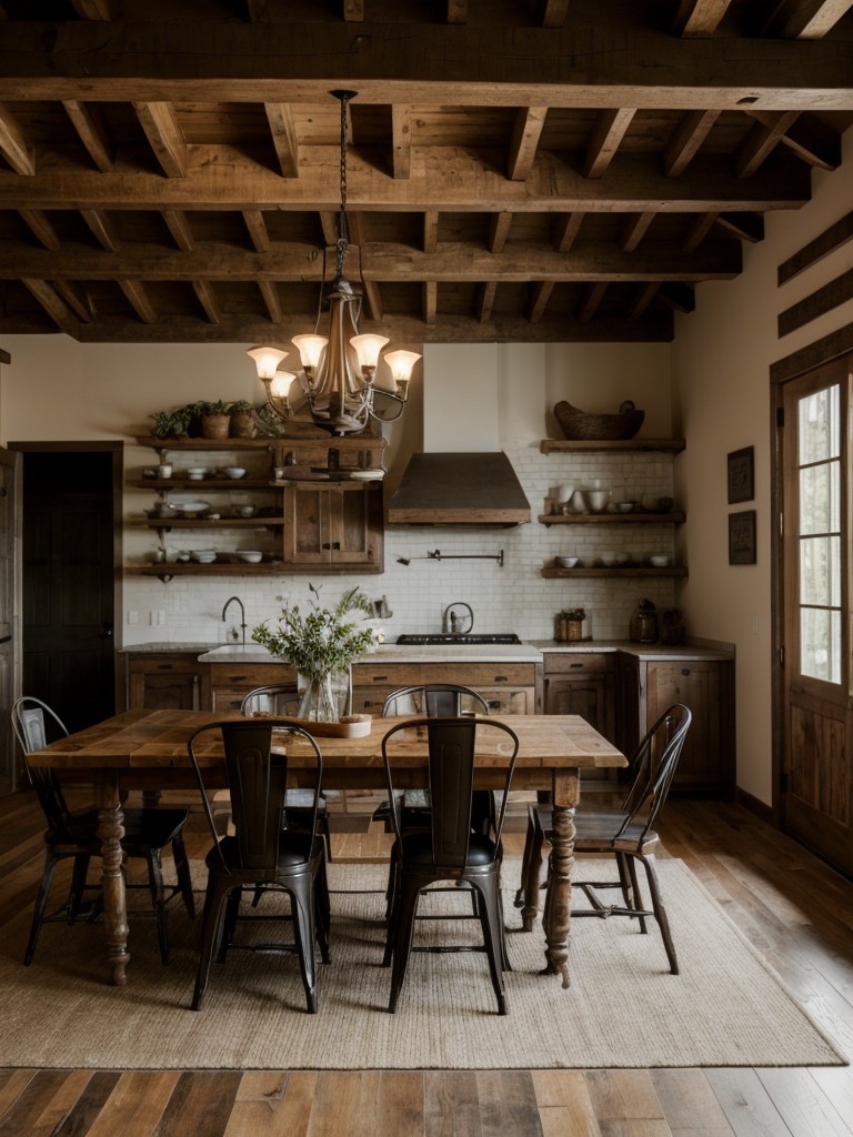 rustic-dining-room-ideas-farmhouse-inspired-design-wooden-tables-vintage-lighting-fixtures