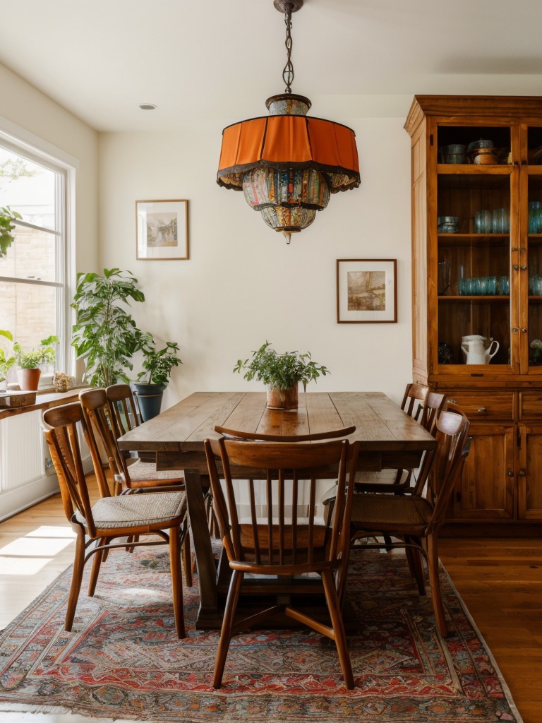 bohemian-dining-room-ideas-eclectic-decor-vibrant-colors-mix-match-furniture