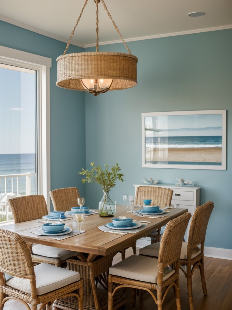 coastal-dining-room-ideas-beach-inspired-color-scheme-wicker-furniture-nautical-accents
