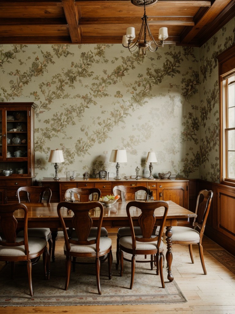 vintage-dining-room-ideas-antique-furniture-vintage-artwork-retro-inspired-wallpaper