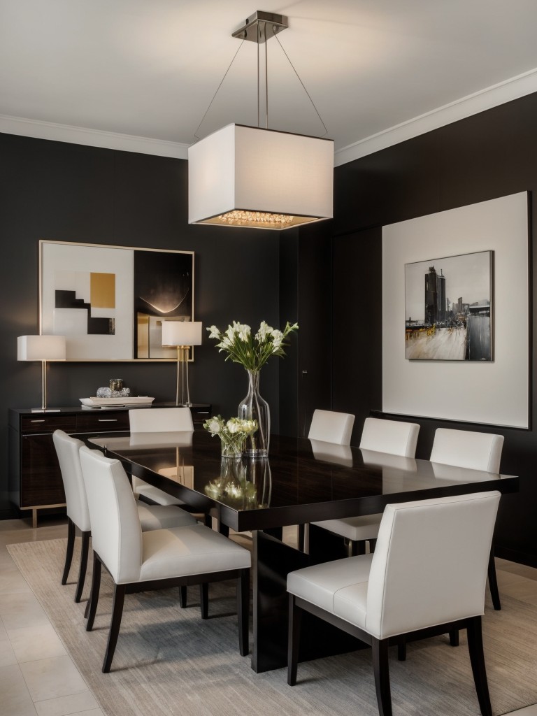 contemporary-dining-room-ideas-sleek-furniture-bold-artwork-statement-lighting-fixtures-modern-trendy-look