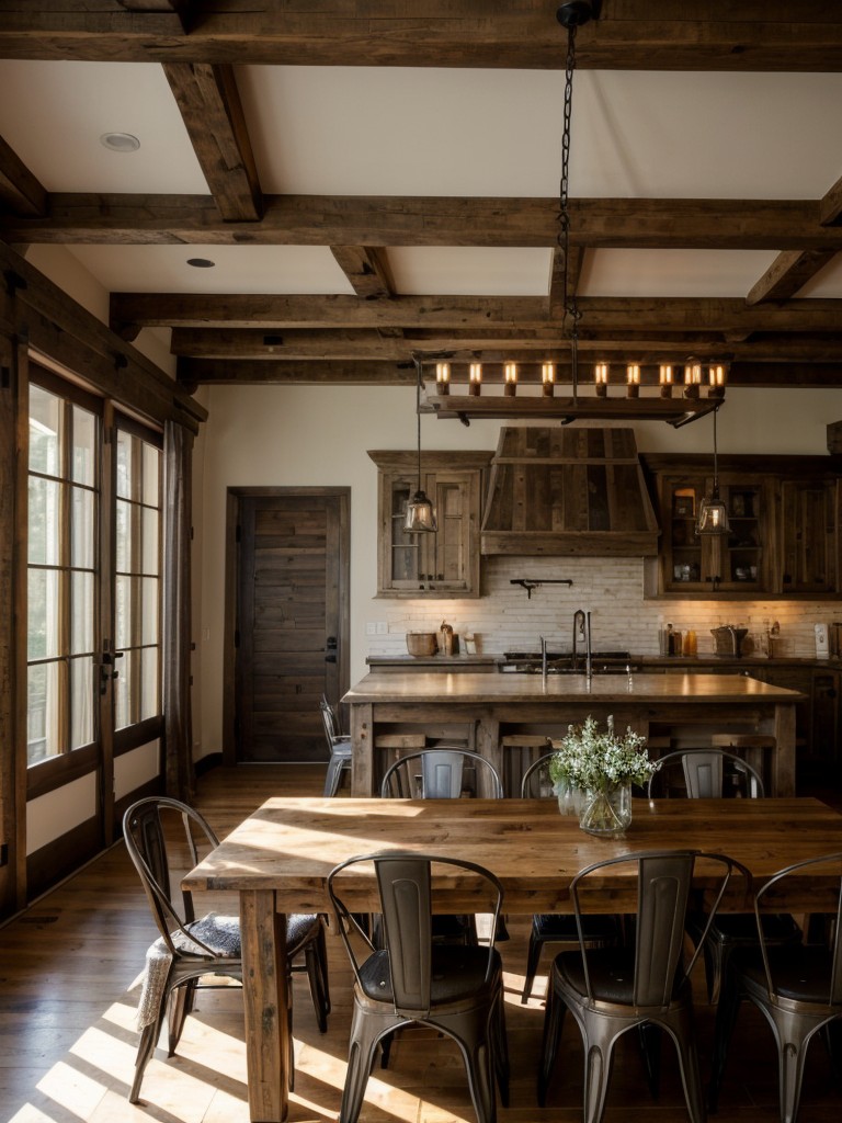 rustic-dining-room-ideas-farmhouse-style-tables-wooden-beams-cozy-lighting-warm-inviting-atmosphere