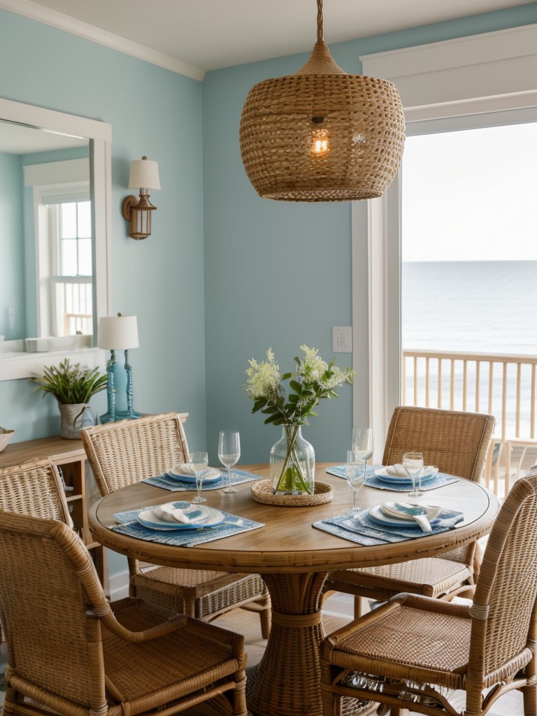 coastal-dining-room-ideas-beachy-vibe-incorporating-nautical-elements-light-colors-natural-textures-like-wicker-rattan