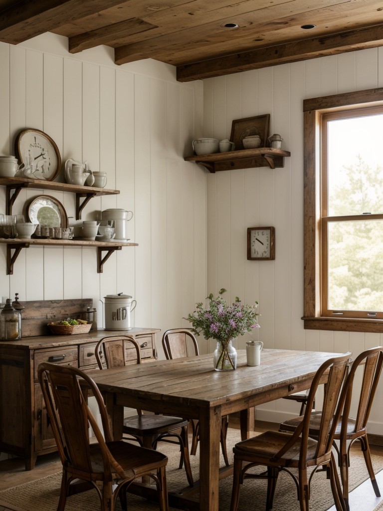 farmhouse-dining-room-ideas-charming-mix-vintage-furniture-rustic-decor