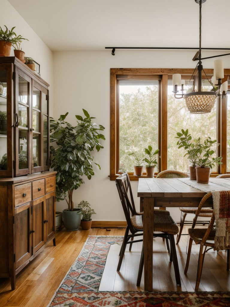 bohemian-dining-room-ideas-relaxed-eclectic-vibe-mixing-patterns-colors-textures-incorporating-plants-natural-materials