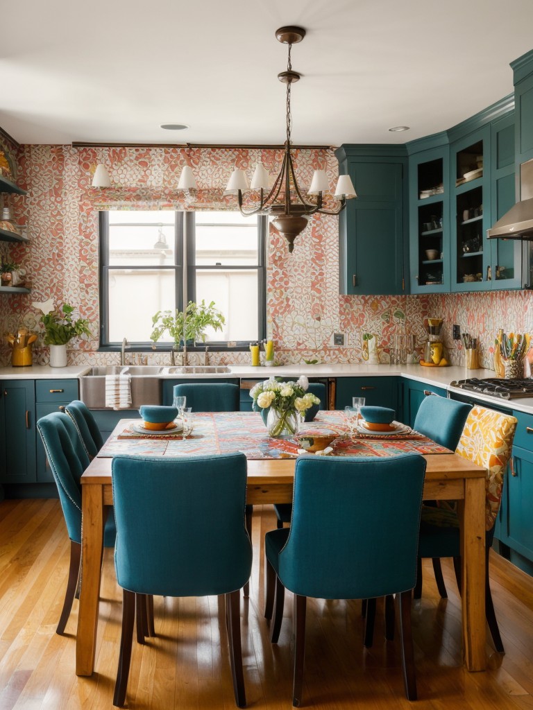 eclectic-dining-room-ideas-that-mix-different-design-styles-incorporate-vibrant-colors-patterned-fabrics-unique-furniture-pieces