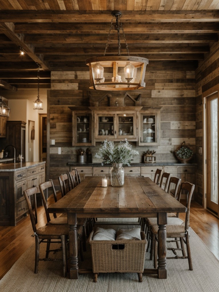 rustic-farmhouse-dining-room-ideas-distressed-wood-dining-table-vintage-inspired-accessories-cozy-country-style-decor-elements-such-mason-jar-centerpi
