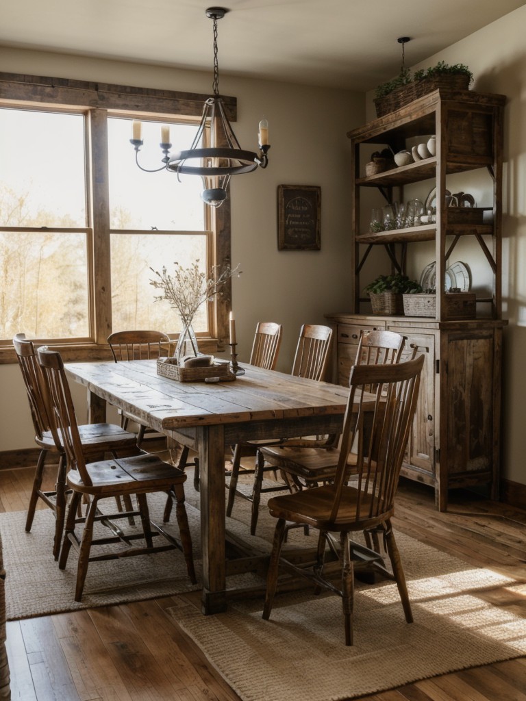 rustic-farmhouse-dining-room-ideas-cozy-inviting-feel-incorporating-distressed-wood-furniture-vintage-inspired-decor-warm-earth-tones-charming-rustic-