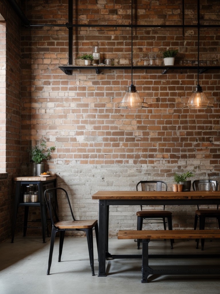 industrial-inspired-dining-room-ideas-exposed-brick-walls-metal-accents