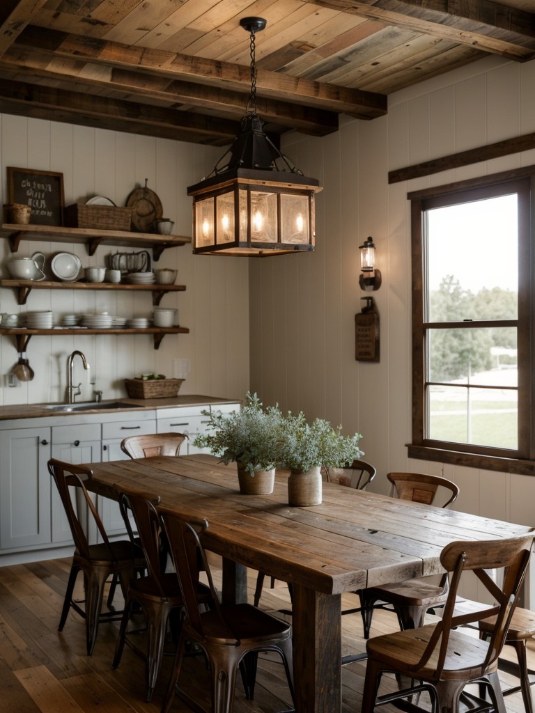rustic-dining-room-ideas-reclaimed-wood-accents-farmhouse-charm-featuring-large-wooden-dining-table-vintage-inspired-lighting-fixtures