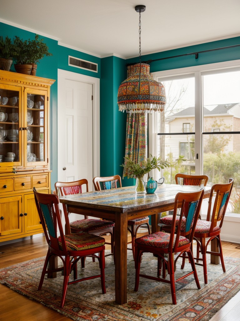 bohemian-dining-room-ideas-eclectic-vibrant-decor-incorporating-bold-colors-patterns-unique-furniture-pieces