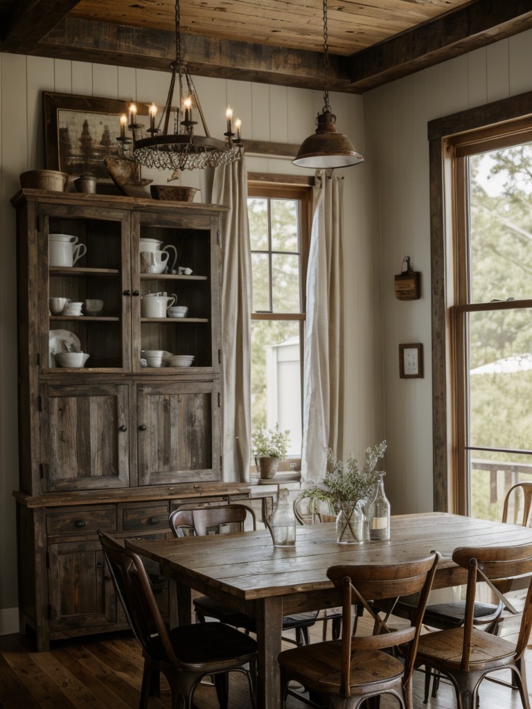 farmhouse-dining-room-ideas-distressed-furniture-vintage-accessories-rustic-charm