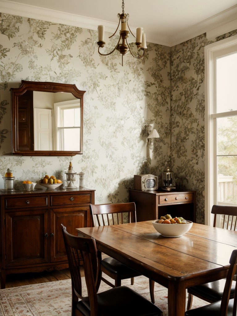 vintage-dining-room-ideas-retro-furniture-antique-accessories-vintage-inspired-wallpaper