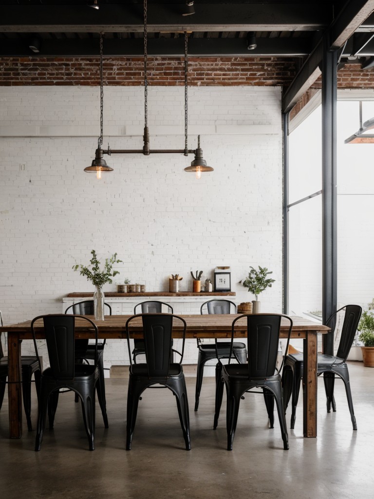 industrial-dining-room-ideas-exposed-brick-walls-metal-accents-vintage-inspired-furniture-pieces