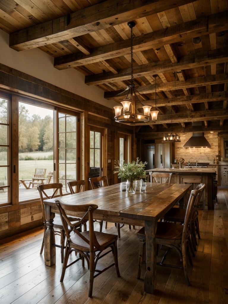 rustic-dining-room-ideas-reclaimed-wood-furniture-exposed-beams-cozy-country-charm