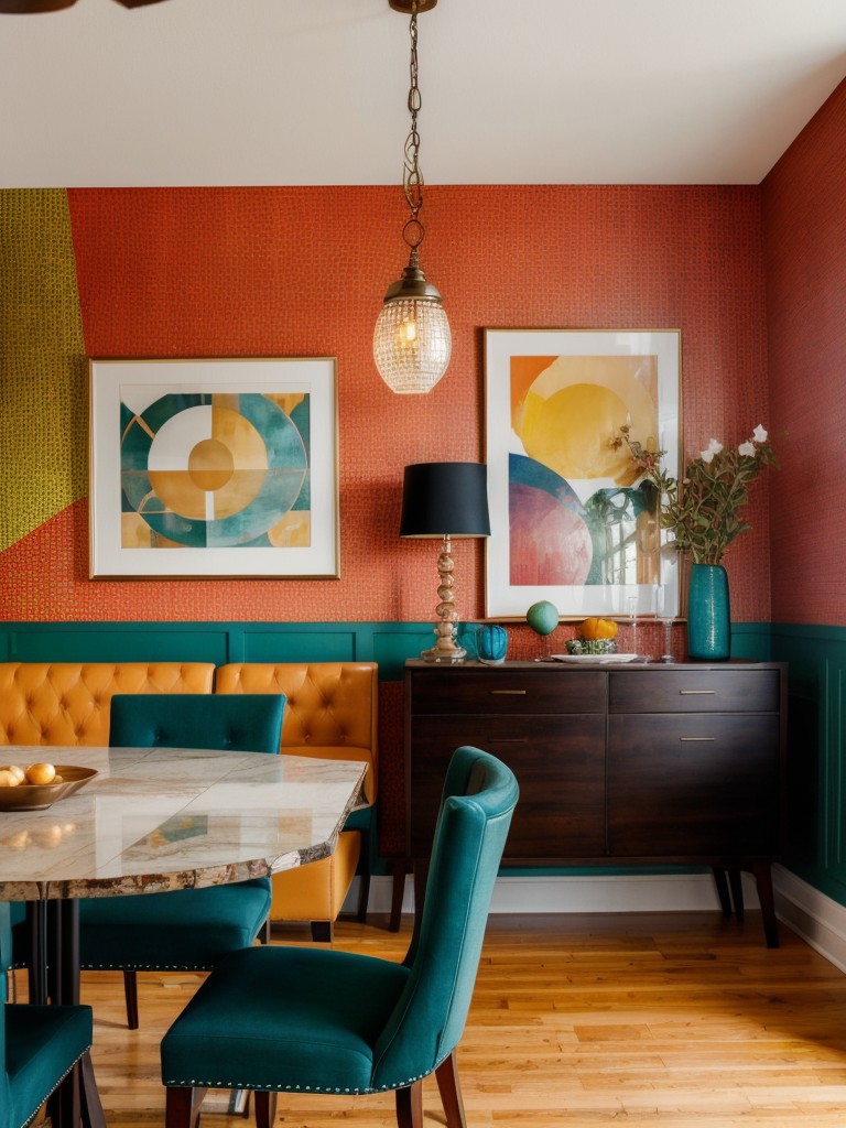 eclectic-dining-room-ideas-unique-vibrant-space-mixing-different-patterns-colors-textures-statement-lighting-artwork-focal-points