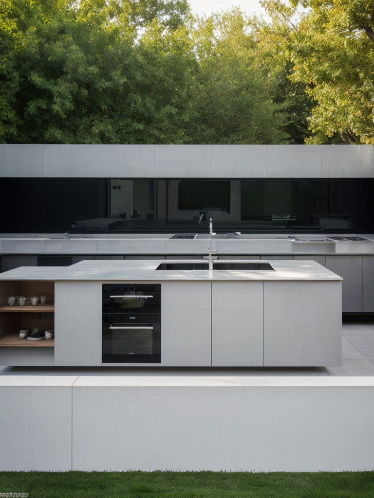 contemporary-backyard-design-sleek-landscaping-minimalist-furniture-sleek-outdoor-kitchen