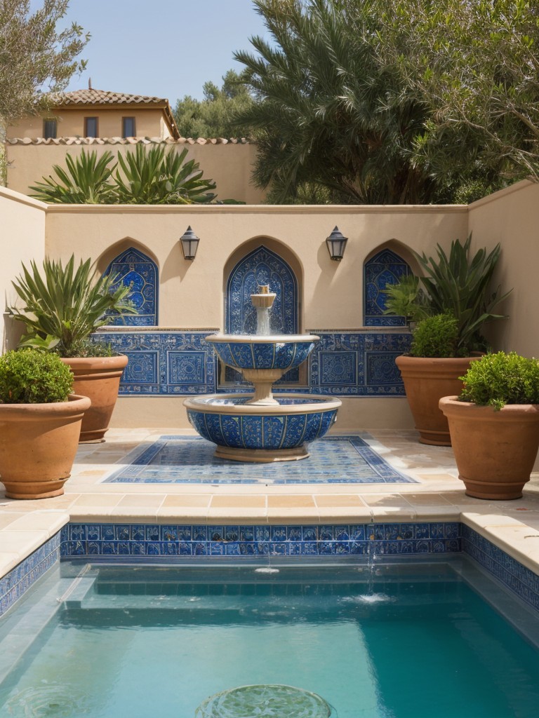 mediterranean-inspired-backyard-mediterranean-style-fountain-clay-pots-vibrant-mosaic-tiles