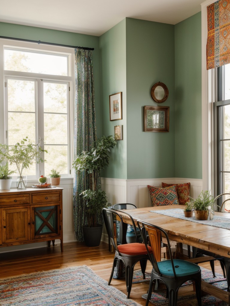 bohemian-dining-room-ideas-relaxed-eclectic-vibe-combining-bold-patterns-vibrant-colors-mix-furniture-styles-whimsical-artistic-space