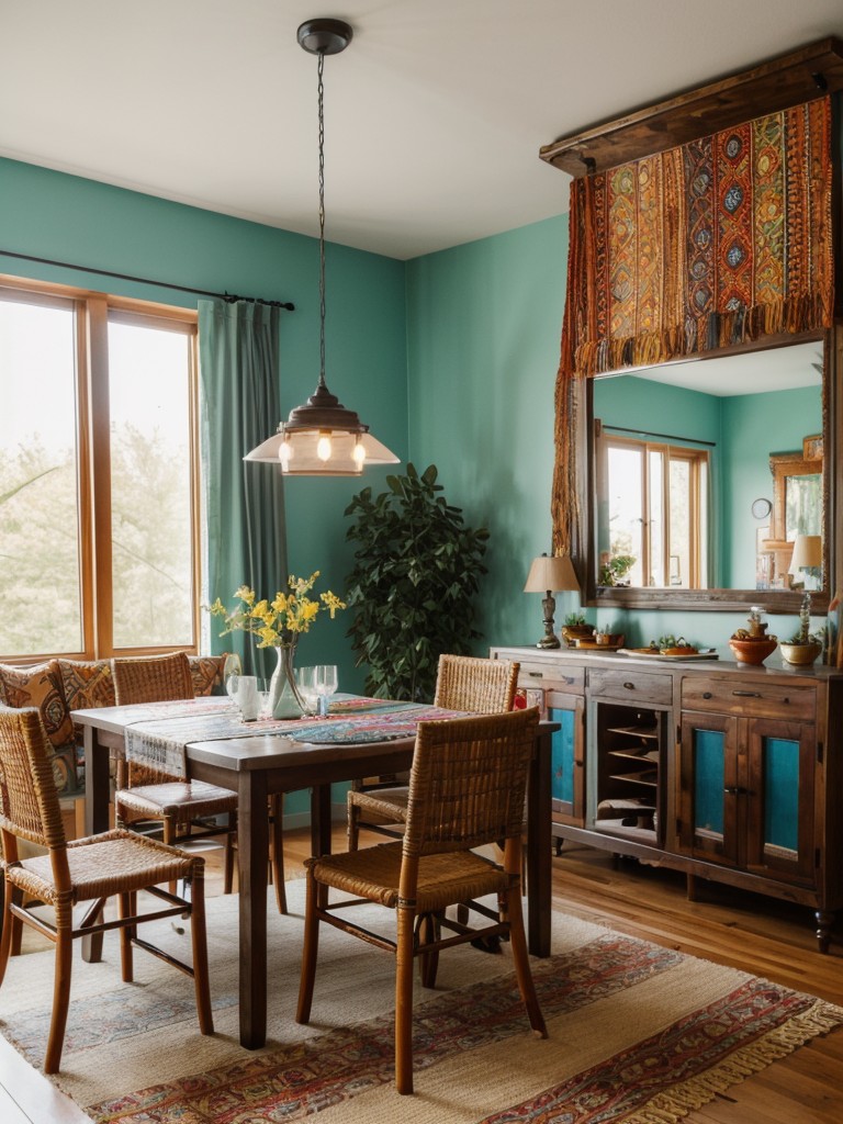 bohemian-chic-dining-room-ideas-vibrant-patterns-eclectic-decor-pieces