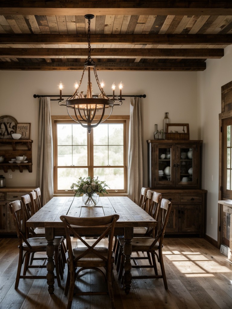rustic-farmhouse-dining-room-ideas-reclaimed-wood-accents-vintage-decor-charming-chandelier