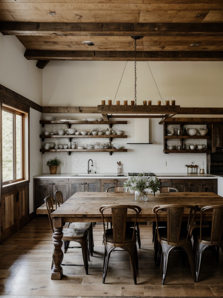 farmhouse-style-dining-room-ideas-rustic-elements-using-reclaimed-wood-dining-table-exposed-beams-vintage-inspired-decor