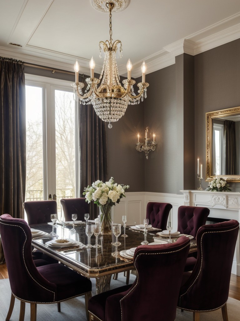 elegant-sophisticated-dining-room-ideas-plush-velvet-chairs-crystal-chandeliers-formal-dining-table
