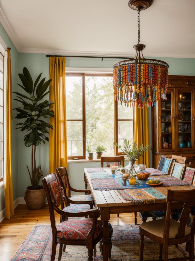 bohemian-dining-room-ideas-free-spirited-eclectic-style-featuring-vibrant-colors-mixed-patterns-array-decorative-items-around-world