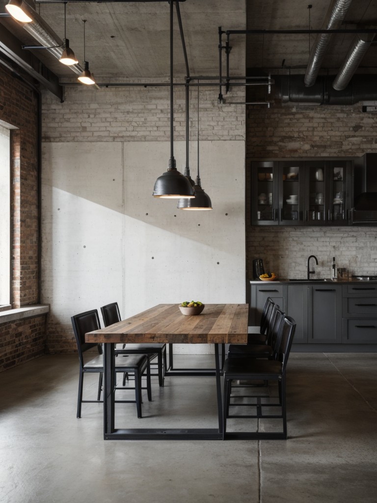 industrial-dining-room-ideas-urban-edgy-aesthetic-showcasing-raw-materials-like-exposed-brick-metal-accents-concrete-finishes