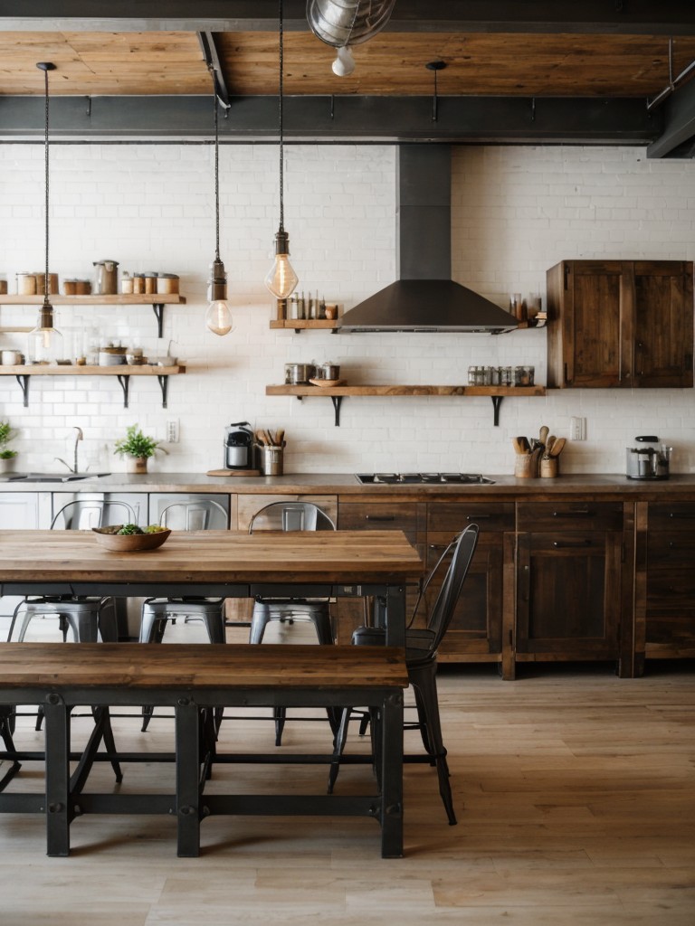 industrial-dining-room-ideas-raw-unfinished-materials-edison-bulb-lighting-vintage-inspired-furniture-trendy-urban-vibe