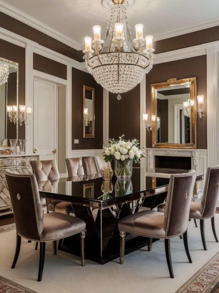 glamorous-dining-space-crystal-chandeliers-mirrored-surfaces-velvet-upholstery-bringing-touch-luxury-glamour
