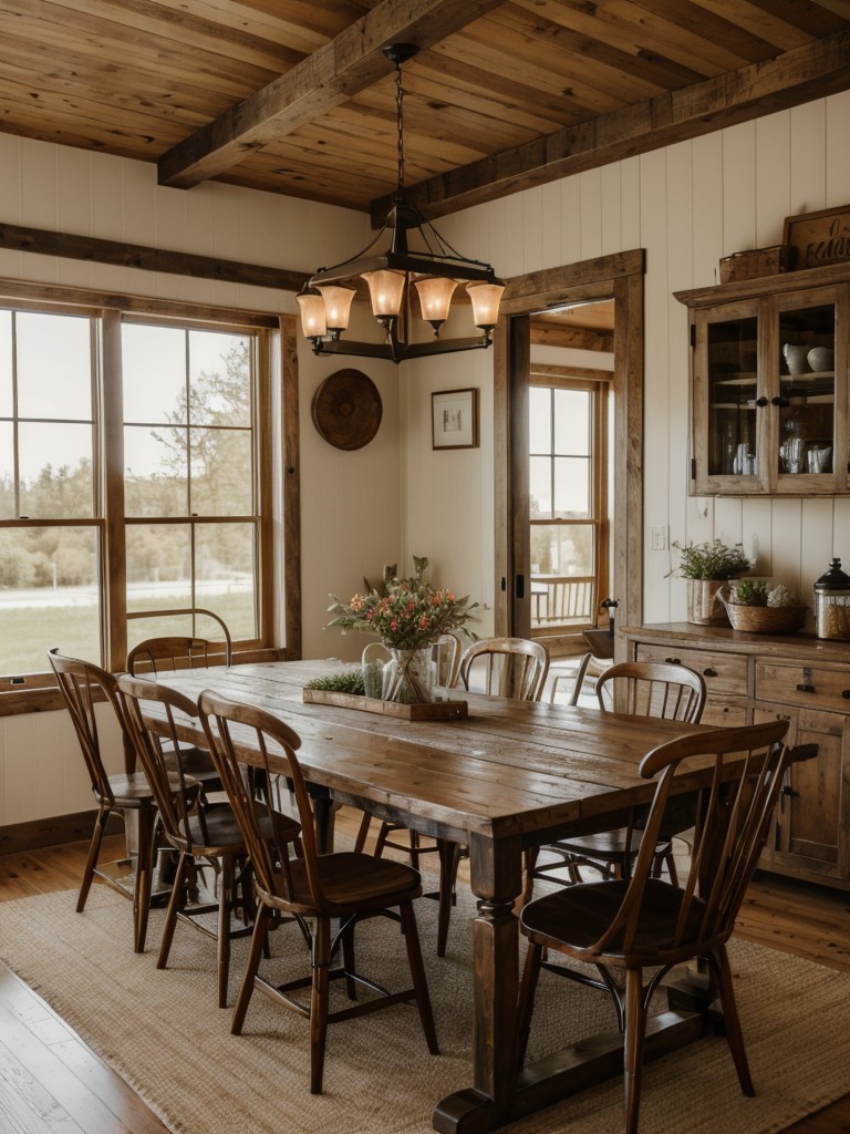 cozy-farmhouse-inspired-dining-room-ideas-rustic-wooden-furniture-vintage-decor-pieces-warm-color-palette-earthy-tones