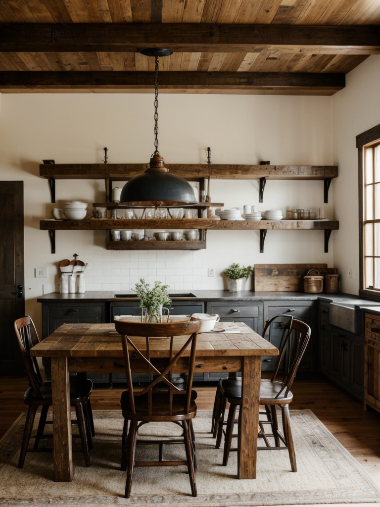 farmhouse-dining-room-ideas-cozy-rustic-vibe-incorporating-reclaimed-wood-furniture-vintage-decor-warm-lighting