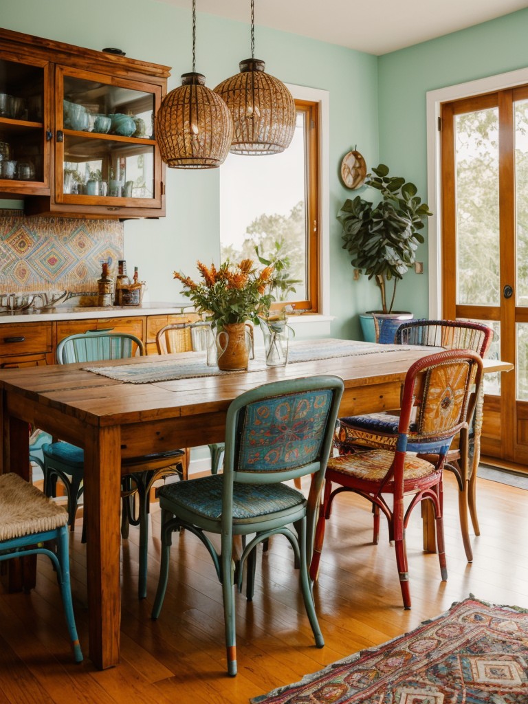 bohemian-dining-room-ideas-vibrant-colors-eclectic-patterns-mix-vintage-boho-chic-furniture