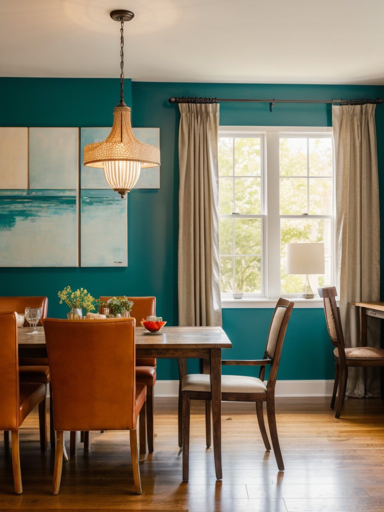 eclectic-dining-room-ideas-combining-different-styles-textures-featuring-mismatched-chairs-vibrant-artwork-unique-lighting-fixtures