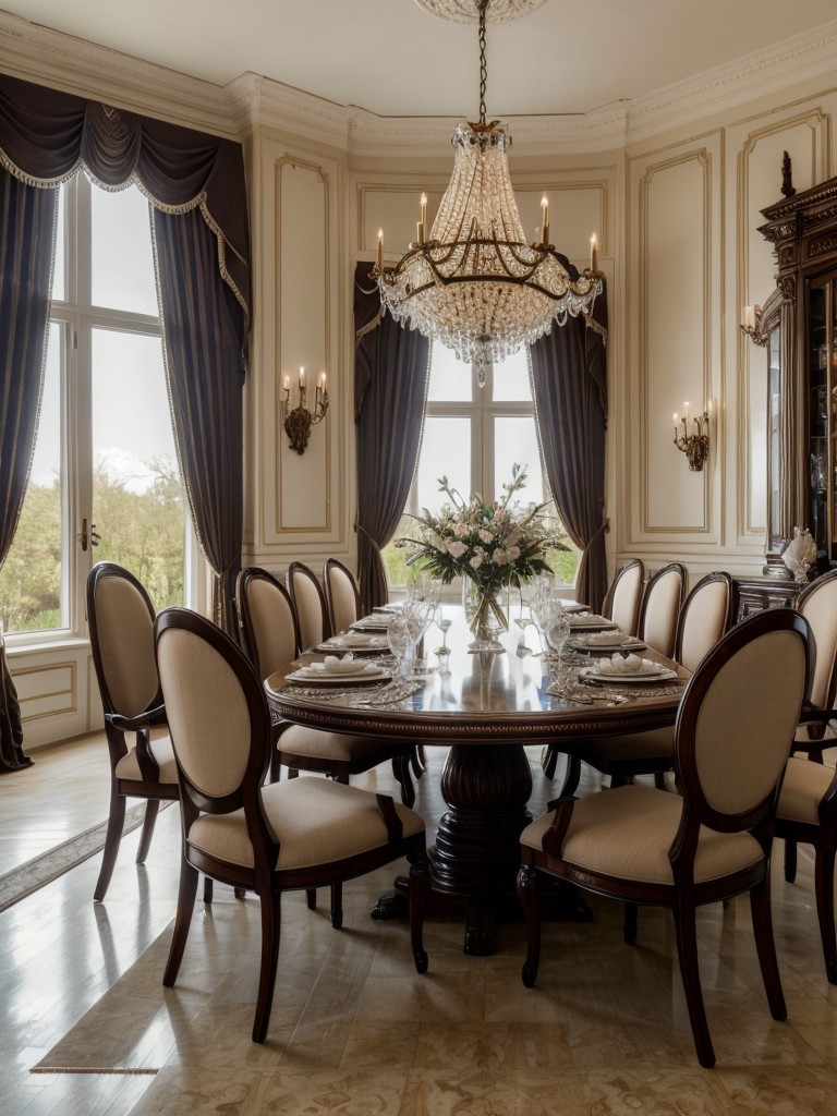 formal-dining-room-ideas-elegant-ambiance-using-chandelier-ornate-furniture-luxurious-table-settings