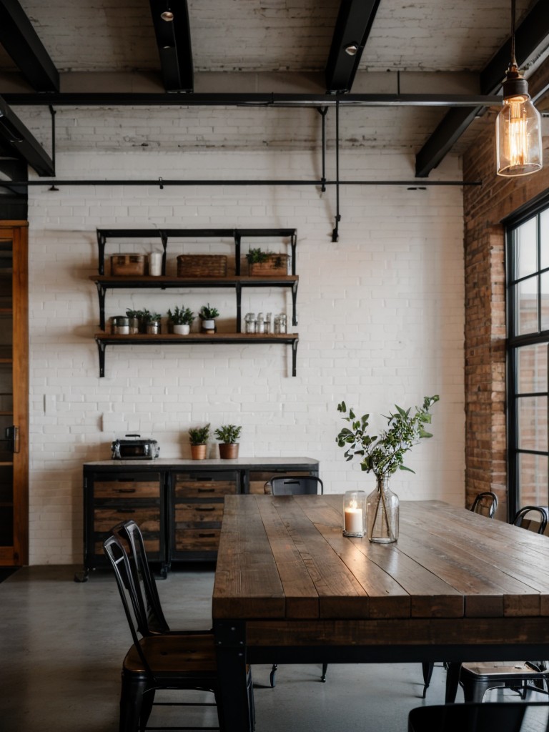 industrial-dining-room-ideas-raw-edgy-aesthetic-using-exposed-brick-walls-metal-furniture-vintage-lighting