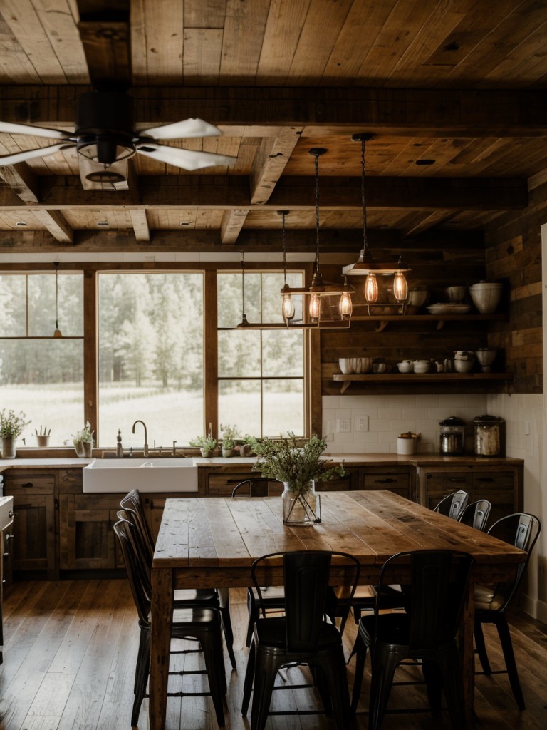 rustic-dining-room-ideas-farmhouse-inspired-design-using-reclaimed-wood-furniture-vintage-accessories-cozy-lighting