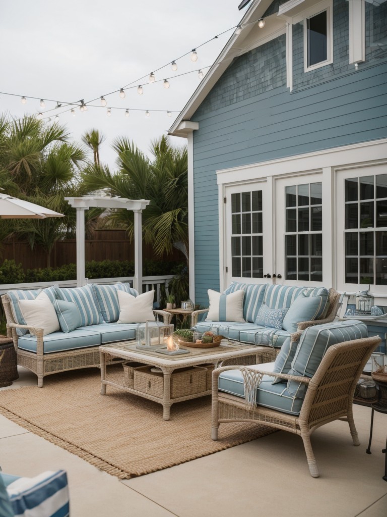 coastal-inspired-backyard-design-ideas-beachy-nautical-theme-using-seashells-rope-accents-wicker-furniture